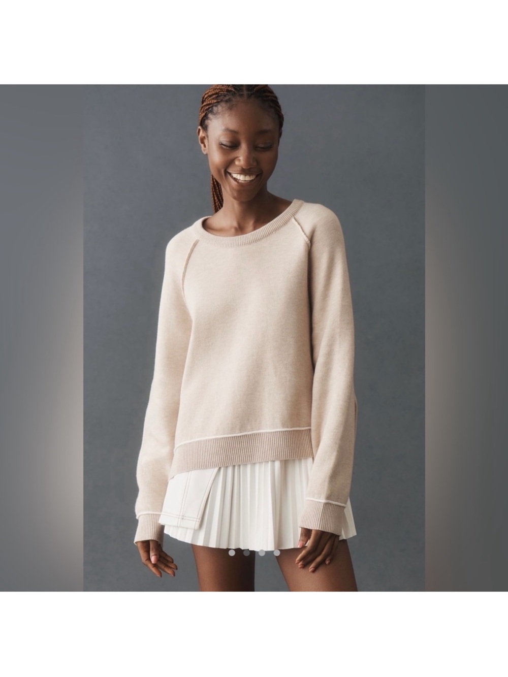 Anthropologie Pilcro The Oaklyn Cozy Crewneck Oversized Sweater - Cream